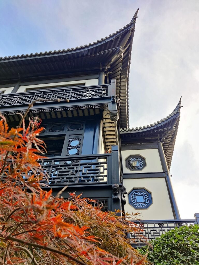 china, building, chinese architecture, nature, autumn, garden